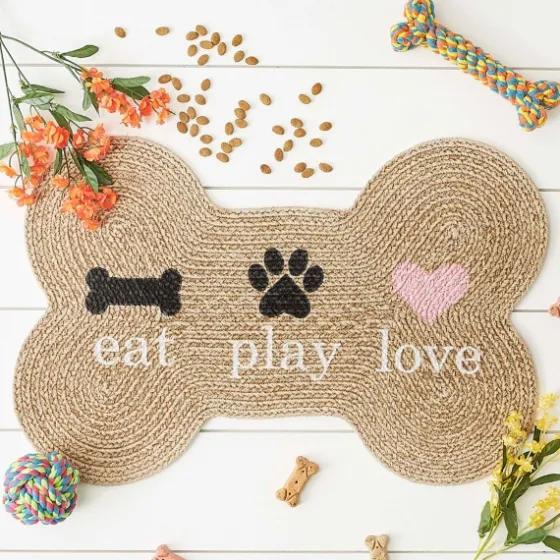 Eat Play Love Bone-Shaped Pet Bowl Mat-Kirkland's Home Cheap