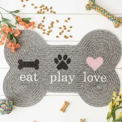 Eat Play Love Bone-Shaped Pet Bowl Mat-Kirkland's Home New