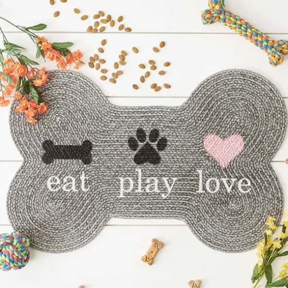 Eat Play Love Bone-Shaped Pet Bowl Mat-Kirkland's Home New