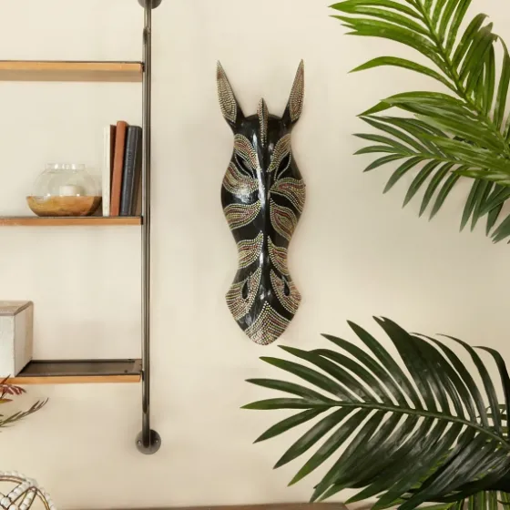 Ebony Dot Art Zebra Mask Wall Sculpture-Kirkland's Home Cheap