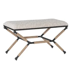 Eclectic Black And White Striped X Frame Bench-Kirkland's Home Cheap