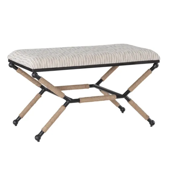Eclectic Black And White Striped X Frame Bench-Kirkland's Home Cheap