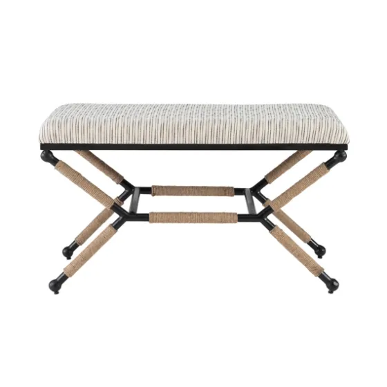 Eclectic Black And White Striped X Frame Bench-Kirkland's Home Cheap