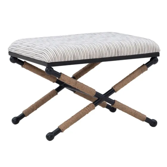 Eclectic Black And White Striped X Frame Stool-Kirkland's Home Cheap