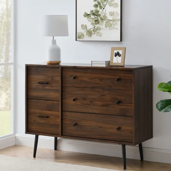 Eden Dark Walnut Tapered Legs Dresser-Kirkland's Home Clearance