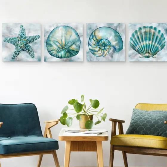 Elegant Shells Canvas Art Prints, Set Of 4-Kirkland's Home Shop