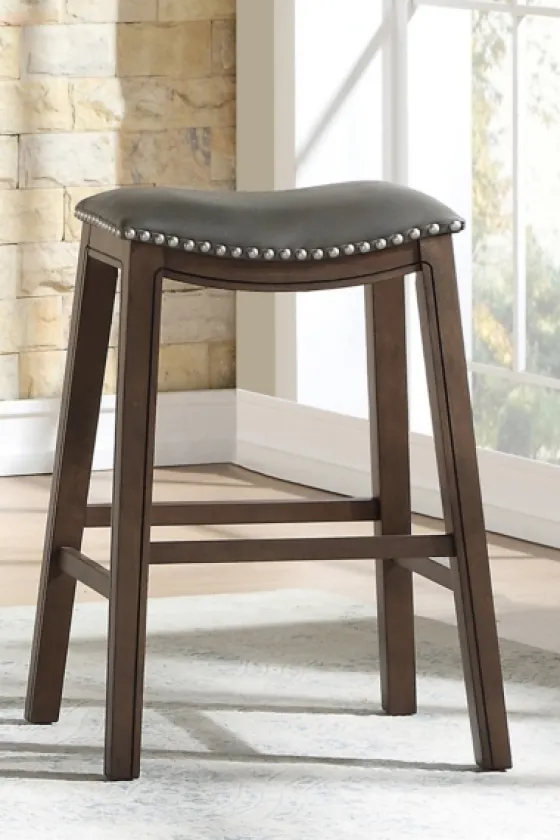 Ella Saddle Bar Stool With Nailhead Trim-Kirkland's Home Flash Sale