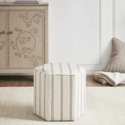 Ellen Stripe Martha Stewart Hexagon Ottoman-Kirkland's Home Clearance