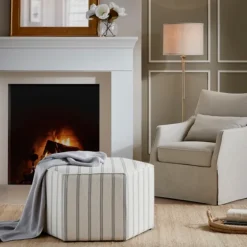Ellen Stripe Martha Stewart Cocktail Ottoman-Kirkland's Home Fashion