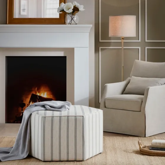 Ellen Stripe Martha Stewart Cocktail Ottoman-Kirkland's Home Fashion