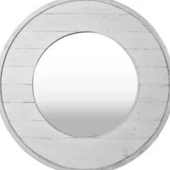 Ellison Shiplap Round Wood Wall Mirror-Kirkland's Home Outlet