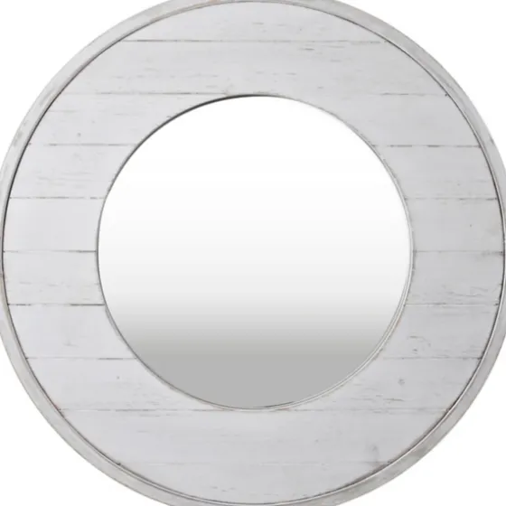 Ellison Shiplap Round Wood Wall Mirror-Kirkland's Home Outlet