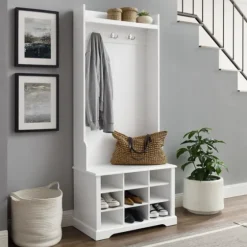 Emily White Wood Storage Cube Hall Tree-Kirkland's Home Shop