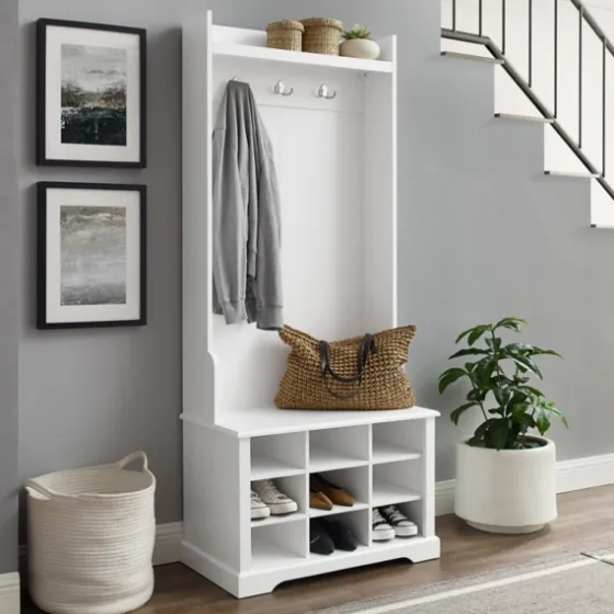 Emily White Wood Storage Cube Hall Tree-Kirkland's Home Shop