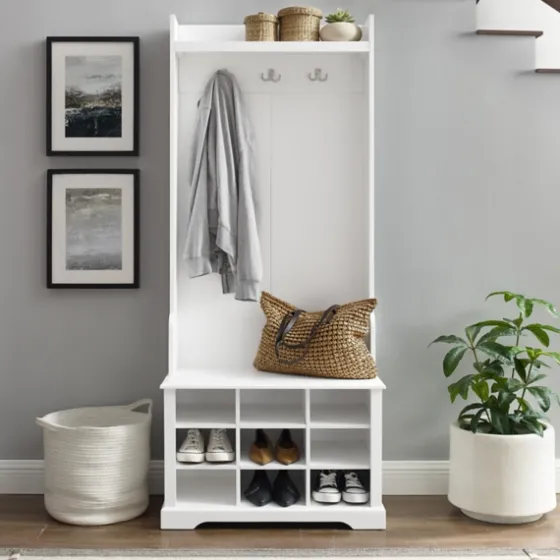 Emily White Wood Storage Cube Hall Tree-Kirkland's Home Shop
