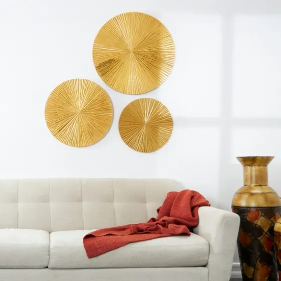 En Ribbed Sunburst Wall Plates, Set Of 3-Kirkland's Home Cheap
