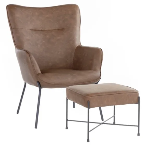 Espresso Faux Leather 2-Pc. Chair And Ottoman Set-Kirkland's Home Sale