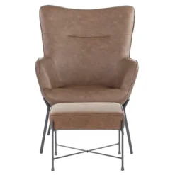 Espresso Faux Leather 2-Pc. Chair And Ottoman Set-Kirkland's Home Sale