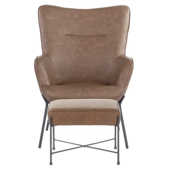 Espresso Faux Leather 2-Pc. Chair And Ottoman Set-Kirkland's Home Sale