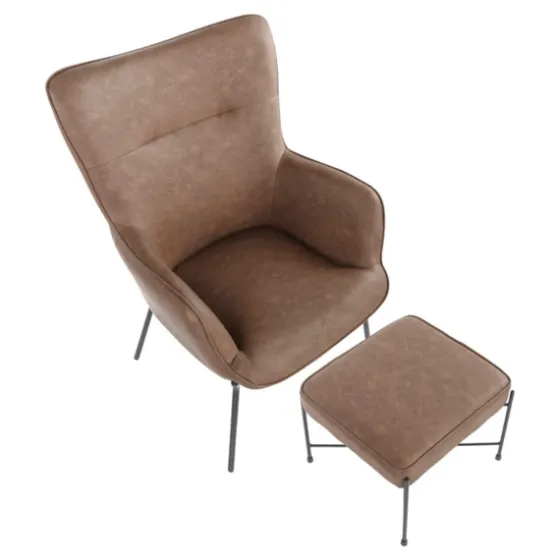 Espresso Faux Leather 2-Pc. Chair And Ottoman Set-Kirkland's Home Sale