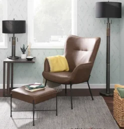 Espresso Faux Leather 2-Pc. Chair And Ottoman Set-Kirkland's Home Sale