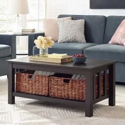 Espresso Traditional Wooden Basket Coffee Table-Kirkland's Home Clearance