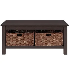 Espresso Traditional Wooden Basket Coffee Table-Kirkland's Home Clearance