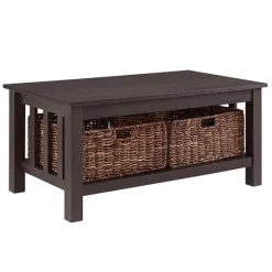 Espresso Traditional Wooden Basket Coffee Table-Kirkland's Home Clearance