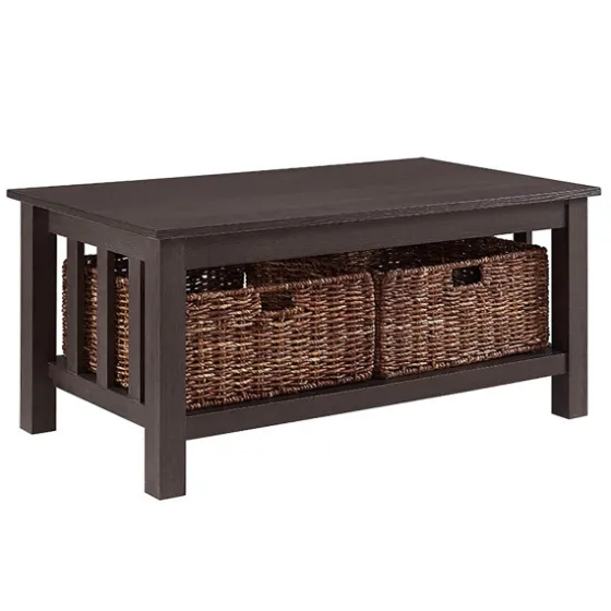 Espresso Traditional Wooden Basket Coffee Table-Kirkland's Home Clearance
