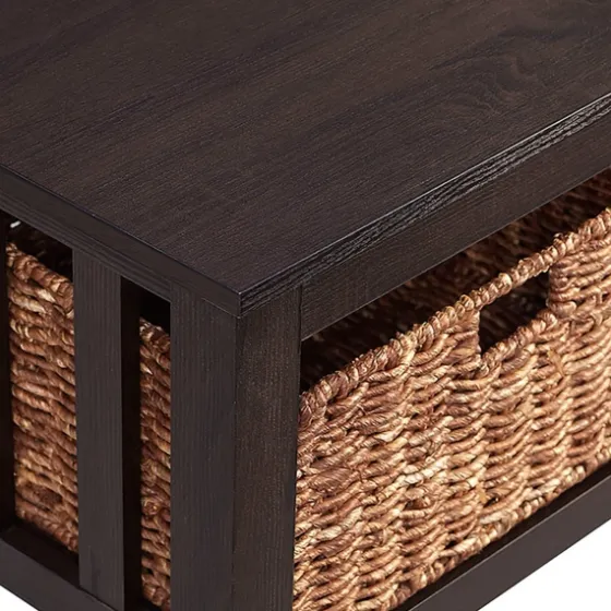 Espresso Traditional Wooden Basket Coffee Table-Kirkland's Home Clearance