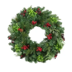 Evergreen And Red Berries Winter Mix Wreath-Kirkland's Home Shop