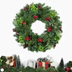 Evergreen And Red Berries Winter Mix Wreath-Kirkland's Home Shop