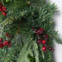 Evergreen And Red Berries Winter Mix Wreath-Kirkland's Home Shop