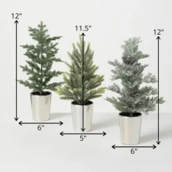 Evergreen Trees In Metallic Planters, Set Of 3-Kirkland's Home Fashion
