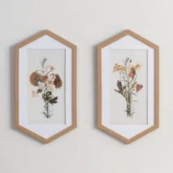 Fall Floral Hexagon Framed Art Prints, Set Of 2-Kirkland's Home Discount