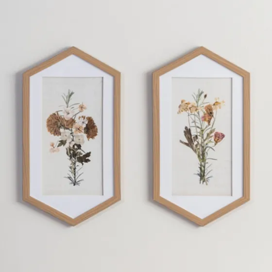 Fall Floral Hexagon Framed Art Prints, Set Of 2-Kirkland's Home Discount