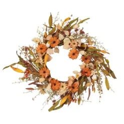Fall Flowers And Foliage Spiral Wreath, 22 In.-Kirkland's Home Shop