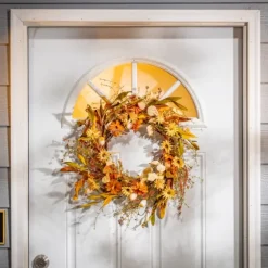Fall Flowers And Foliage Spiral Wreath, 22 In.-Kirkland's Home Shop