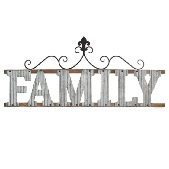 Family Scroll Galvanized Metal Wall Plaque-Kirkland's Home Clearance