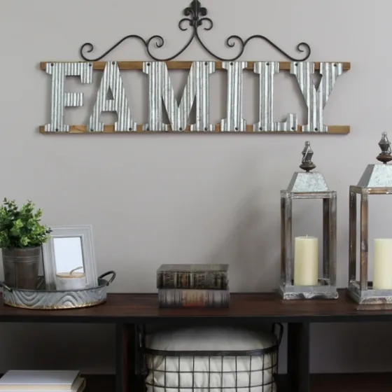 Family Scroll Galvanized Metal Wall Plaque-Kirkland's Home Clearance