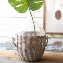 Farmhouse Glass Jug And Wicker Wrap Vase-Kirkland's Home Hot