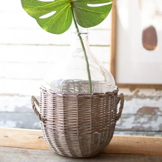 Farmhouse Glass Jug And Wicker Wrap Vase-Kirkland's Home Hot