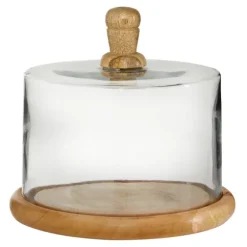 Farmhouse Wood And Glass Cloche, 6 In.-Kirkland's Home Clearance
