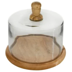 Farmhouse Wood And Glass Cloche, 6 In.-Kirkland's Home Clearance