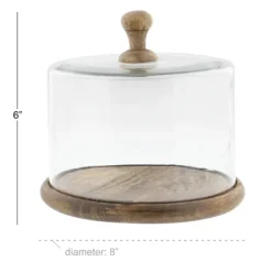 Farmhouse Wood And Glass Cloche, 6 In.-Kirkland's Home Clearance