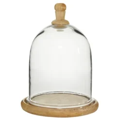 Farmhouse Wood And Glass Dome Cloche, 11 In.-Kirkland's Home Discount