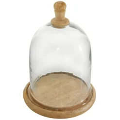 Farmhouse Wood And Glass Dome Cloche, 11 In.-Kirkland's Home Discount