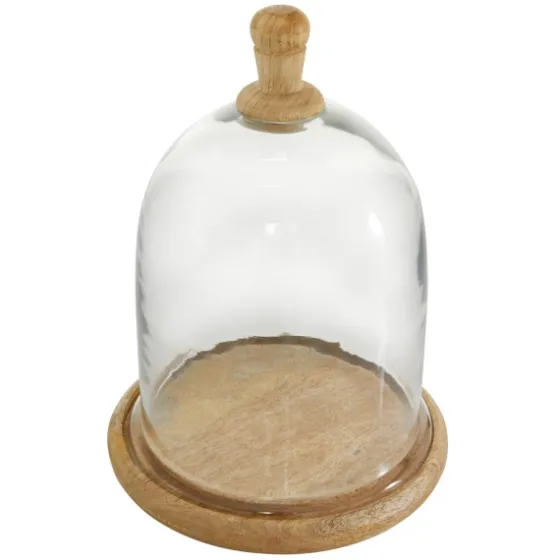 Farmhouse Wood And Glass Dome Cloche, 11 In.-Kirkland's Home Discount