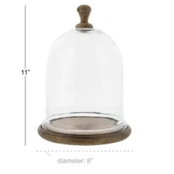 Farmhouse Wood And Glass Dome Cloche, 11 In.-Kirkland's Home Discount