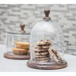Farmhouse Wood And Glass Dome Cloche, 11 In.-Kirkland's Home Discount